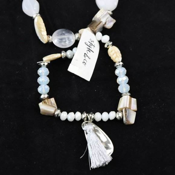 Style & Co, 2-Pc. Set Stone & Tassel Beaded Stretch Bracelets - Picture 4 of 7